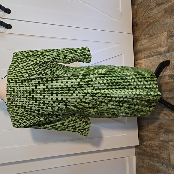 Katherine Way Lime Green & Navy Ruffle Dress - Picture 2 of 5